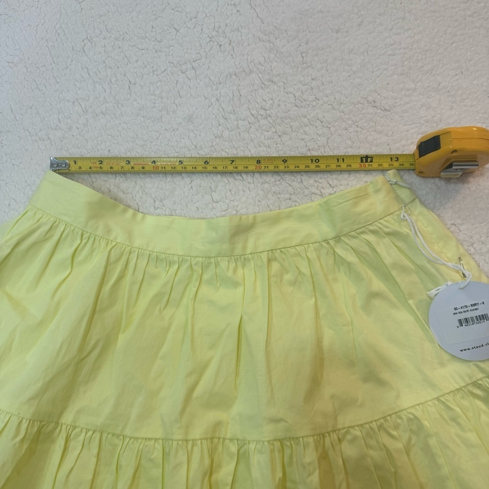 NWT Staud Sea Mini Skirt in Sunray Yellow Cotton Side Zipper Size 8 - Picture 7 of 7